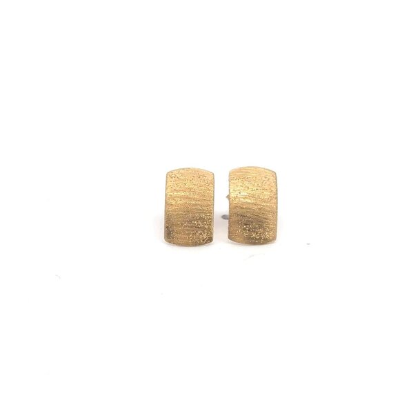 Unbranded Jewelry - 18K Gold Earrings Stud Rectangle Frosted 1.55 grams